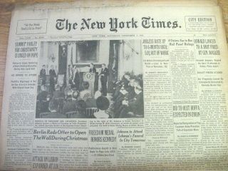 New York Times Newspaper December 7 1963 Hoffa Kennedy Oswald Berlin 