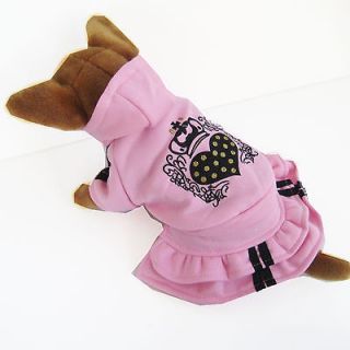 Pink Heart Hooded Dress pet dog clothes Chihuahua New