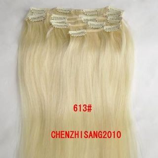 20/50cm 7pcs clip in real human hair extension 613# bleach blonde 