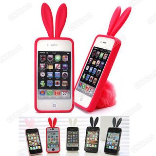 Hot sale New 5pcs Bunny Rabit Silicone Case Skin for Iphone 4 Stand 