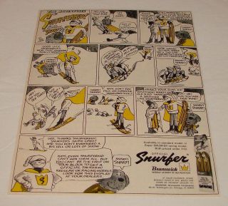 1968 THE SNURFER early snowboard ad ~ SNURFERKID + SNARF
