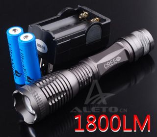  Zoomable CREE XM L T6 LED 18650 Flashlight Torch Light 18650 Charger