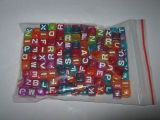 200pcs 7mm CUBE Alphabet Acrylic Beads ASSORTED Mixed Letters ( 50g )