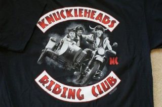 THREE 3 STOOGES Knuckleheads Motorcycle Riding Club T Shirt NWT, Great 