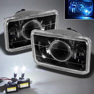   WHITE HID + 4X6 BLACK PROJECTOR HEADLIGHTS H4651/H4652/H4656/H4666