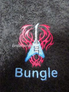 Personalised Towel Sets Embroidered Tribal Guitar