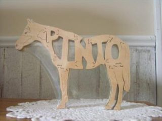 Pinto Paint Horse Wood Puzzle Amish Made Tack Room Toy