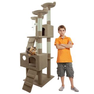   Tree Furniture Post Condo House Scratcher Toy Bed Hammock 3 Tier Brown