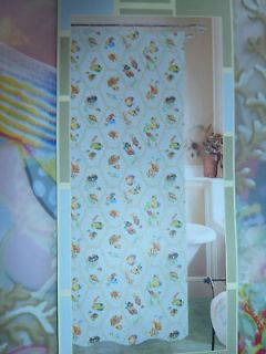 COLORFUL TROPICAL FISH VINYL (PEVA) SHOWER CURTAIN W/ COORDINATING 