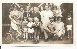   Large Group Of People Sumer Of 1930 Children Trikes Scooter Very Nice