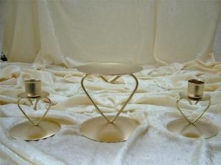   Heart Wedding Unity Candle Ceremony Holder Set Bridal Metal Metalic