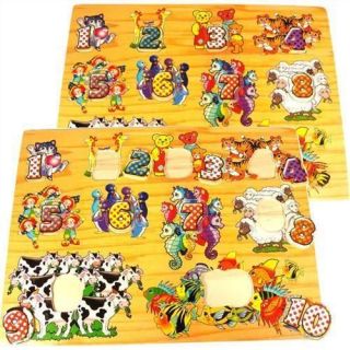   ANIMAL NUMBER Jigsaw Puzzle PLAY TRAY Educational Maths Wood Toy