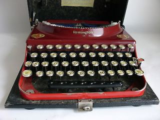   Red Remington No. 3 Portable Vintage Typewriter W/ Case Vintage WOW