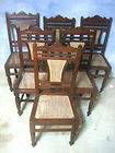   OF 6 OAK SHAKER COLONIAL DINING ROOM CHAIRS CANE SEATS HIGHBACK SIX