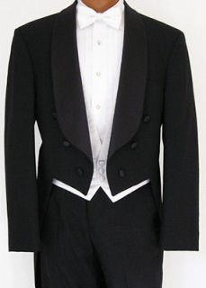 Mens Black Tailcoat & Double Breasted Tuxedo Jacket 2 Coat Combo 