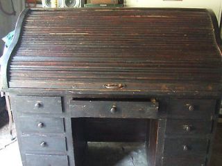   Rolltop Desk Handmade Very OLD Dark Wood 1900s Large Old Unique Desk