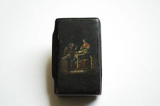   Mache Box Miniature Hand Painting of Man & Woman at Writing Desk
