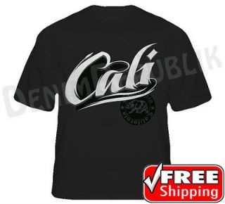 Cali California Curse State Bear Emblem Graphic T Shirt Black New Men 