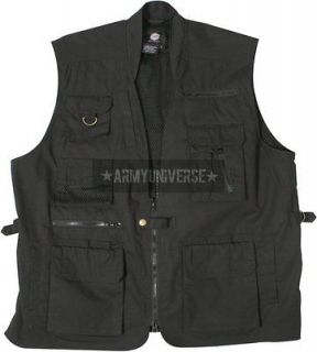 Black Multi Pocket Cargo Tactical Concealed Carry Travel Vest