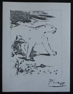 Pablo PICASSO  original SIGNED ETCHING   The Panther # on VELLUM