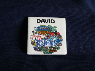 Name of DAVID LAS VEGAS Slot Machines CERAMIC MAGNET 2 by 2 Cards 