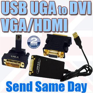   to UGA Multi Display Adaptor + DVI to VGA HDMI Converter for PC Laptop