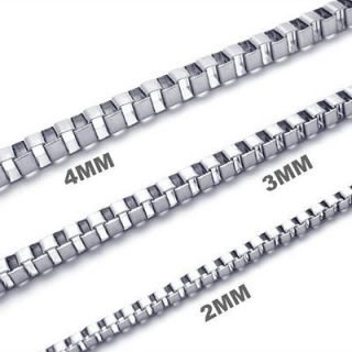 4mm 10 50 Silver Tone Mens Stainless Steel Necklace Box Chain 