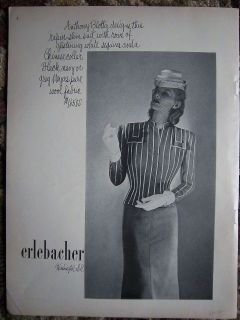 1944 Vintage Anthony Blotta Designs Womens Fashion ERLEBACHER 