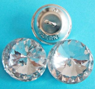   Ship~3 vintage style clear glass rhinestone metal buttons 1 #R238