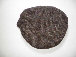New M Irish Donegal tweed flat cap brown Hanna Hat wool Medium ivy 