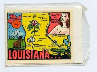 Louisiana   Original Vintage Water slide Decal   Welcoem to Mardi 