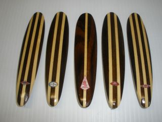   MINIATURE WOOD SURFBOARDS SURFBOARD LONGBOARD W/ FIN CLASSIC SURF LOGO