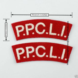 PPCLI White Silk on Red Cloth Shoulder Title Pair