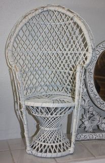 BJD MSD SD Doll Vintage White Wicker Chair Cottage Chic Lasher Wiggs 