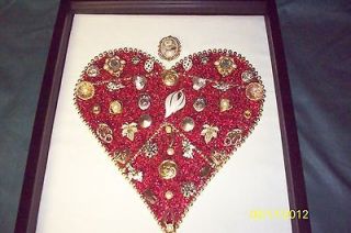   Jewelry Heart in Shadow Box w/Whiting & Davis Mesh Bags earrings