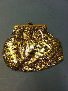 Vintage Duramesh Art Deco Metal Mesh Gold Hand Purse Cosmetic Bag