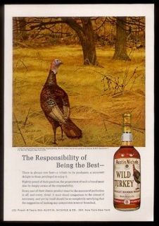   Ken Davies bird painting Wild Turkey Bourbon Whiskey vintage print ad