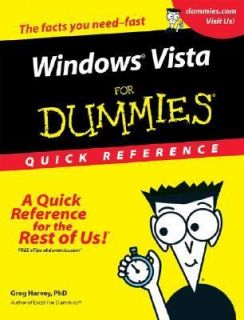 Windows Vista for Dummies Quick Reference by Greg Harvey 2007 
