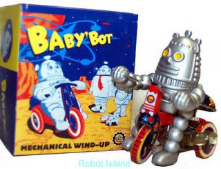 Baby Robby the Robot Windup Bicycle Tin Toy