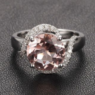   White Gold 2.55ct Morganite BRILLIANT .23ct SI Diamond Engagement Ring