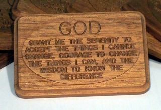 Serenity Prayer Small Mahogany Wood Plaque with No Finish   Friends of 