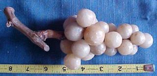 Vintage Small Stone Grapes Marble Alabaster Fruit Wooden Stem