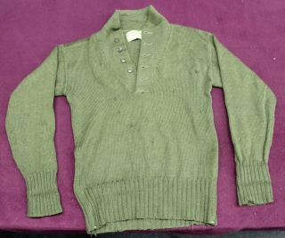 8367) Sweater 1950 Korean War WWII Type OD Green Military Original 