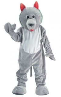 PlushHungry Grey Wolf Mascot Halloween Costume Size Kids Large NEW
