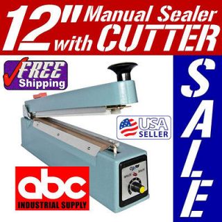 12  Hand Impulse Sealer Heat Seal Machine Poly Sealing with Cutter 