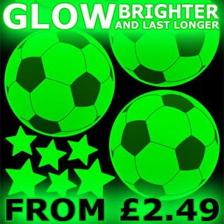 GLOW IN THE DARK FOOTBALLS AND STARS Wall Stickers door ceiling soccer 