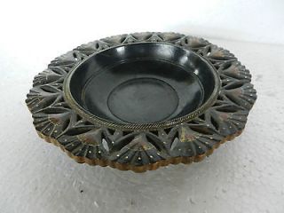 Old Hand Carved & Painted Wooden Fruit Bowl / Tray / Platter