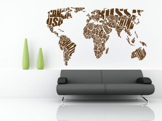 World Map Wall Stickers Vinyl Art Decals wall quotes