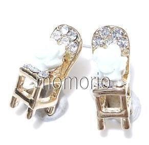 3D chair furniture rose studs earrings crystal cocktail gold plate 