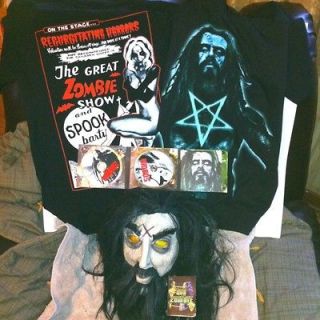 Rob Zombie Mask Large Shirts CD DVD Halloween Costume Horror Rock Goth 